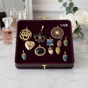 Elegant Gold and Silver Pendant Set